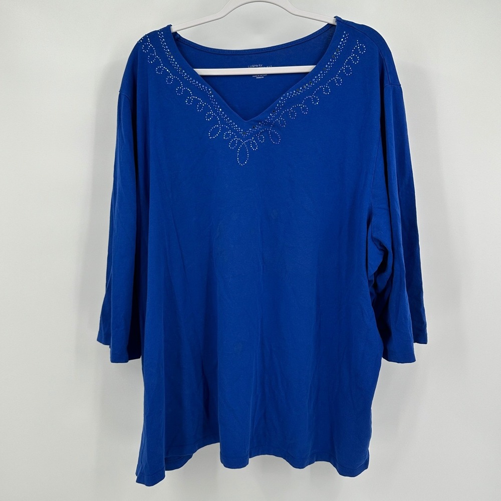 Liz & Me for Catherines Womens Minimalist Embellished Tunic Top Size 4X Stretch